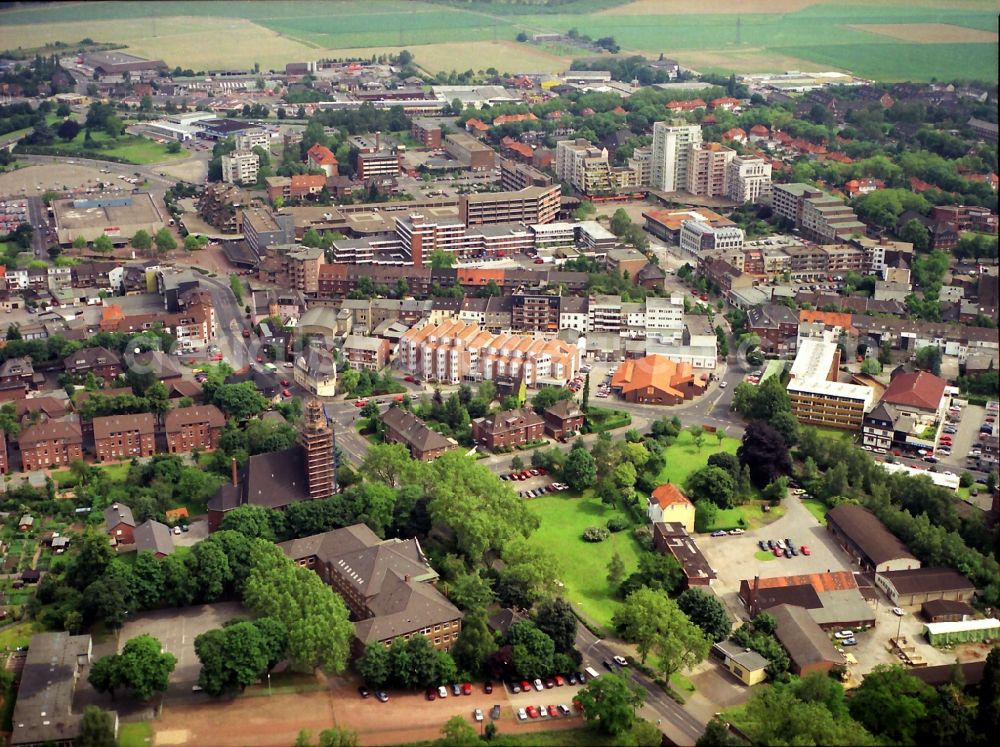 Kamp-Lintfort from above - The city center in the downtown area in Kamp-Lintfort in the state North Rhine-Westphalia, Germany