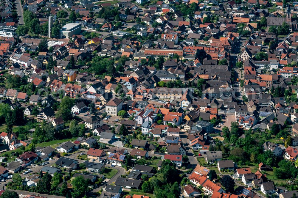 Aerial photograph Kippenheim - The city center in the downtown area in Kippenheim in the state Baden-Wuerttemberg, Germany