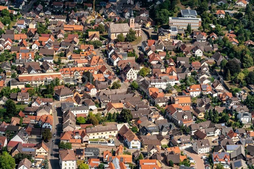Kippenheim from the bird's eye view: The city center in the downtown area in Kippenheim in the state Baden-Wuerttemberg, Germany