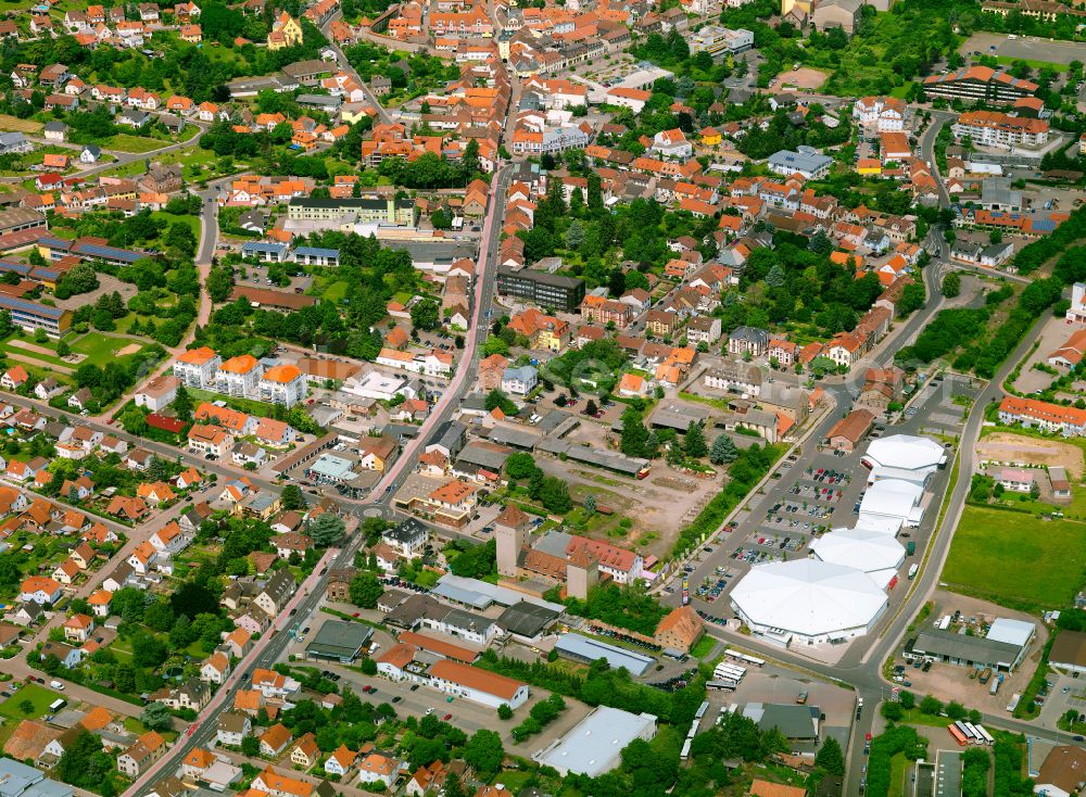 Kirchheimbolanden from above - The city center in the downtown area in Kirchheimbolanden in the state Rhineland-Palatinate, Germany