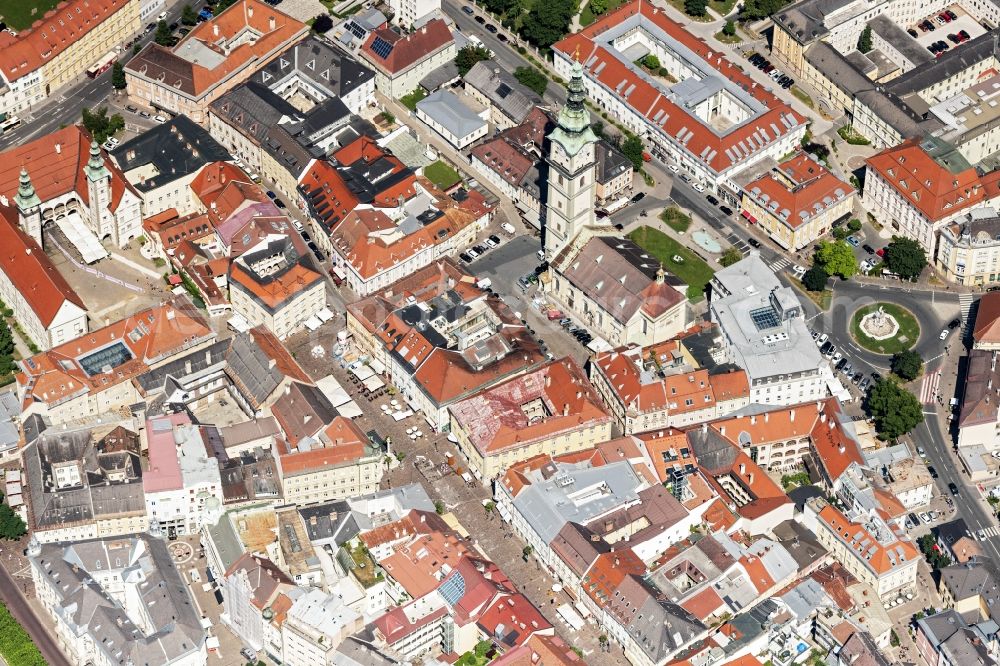 Aerial photograph Klagenfurt - The city center in the downtown area in Klagenfurt in Kaernten, Austria
