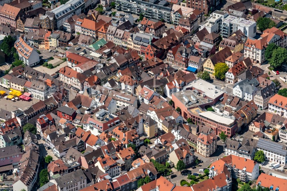 Aerial image Lahr/Schwarzwald - The city center in the downtown area in Lahr/Schwarzwald in the state Baden-Wuerttemberg, Germany