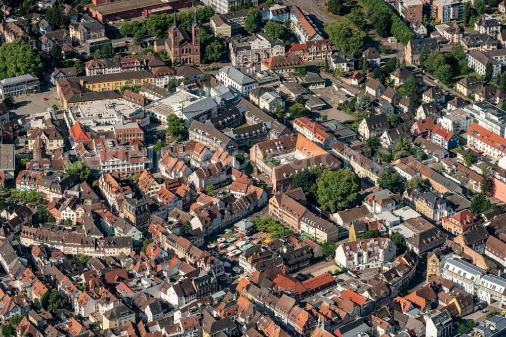 Aerial image Lahr/Schwarzwald - The city center in the downtown area in Lahr/Schwarzwald in the state Baden-Wuerttemberg, Germany