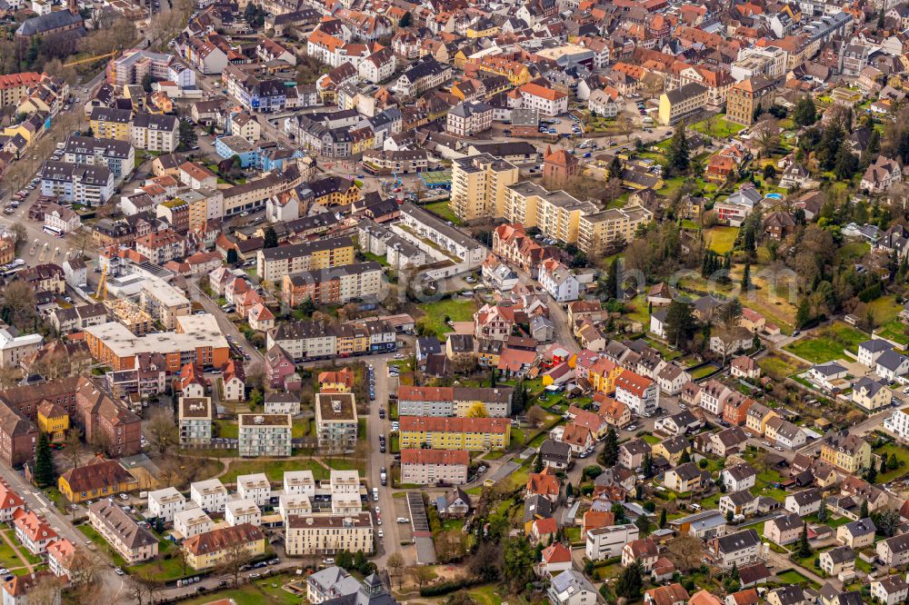 Lahr/Schwarzwald from above - The city center in the downtown area in Lahr/Schwarzwald in the state Baden-Wuerttemberg, Germany