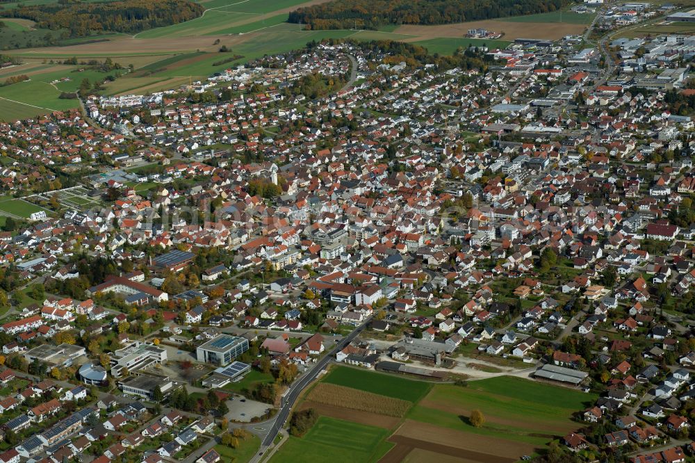 Aerial image Laichingen - The city center in the downtown area in Laichingen in the state Baden-Wuerttemberg, Germany