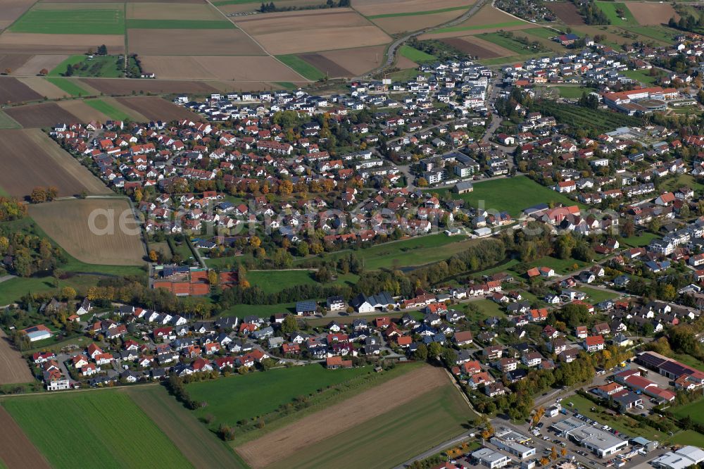 Langenau from the bird's eye view: The city center in the downtown area in Langenau in the state Baden-Wuerttemberg, Germany