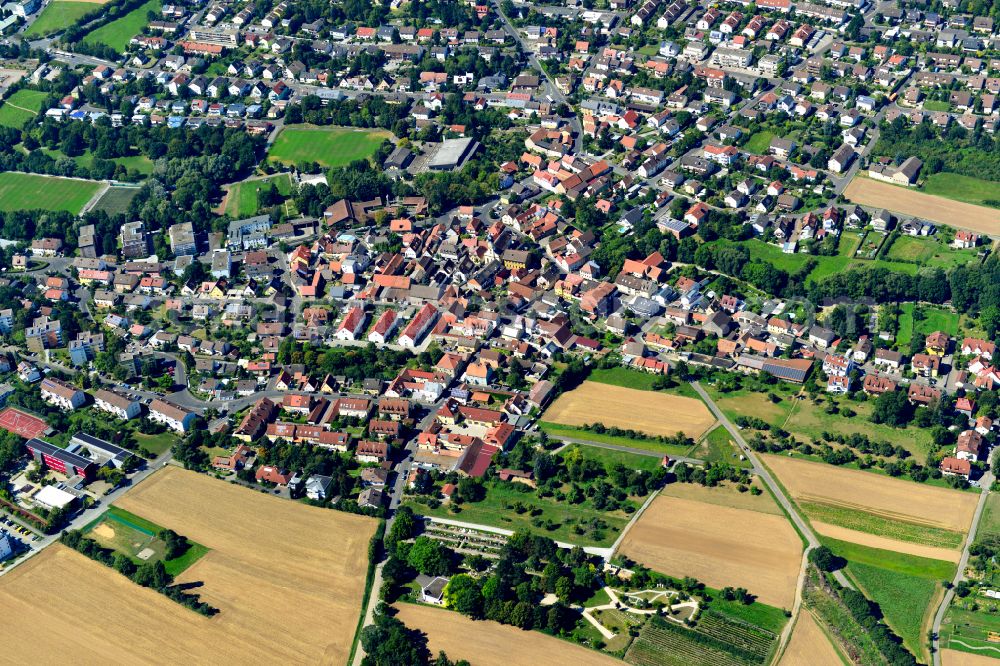 Lengfeld from above - The city center in the downtown area in Lengfeld in the state Bavaria, Germany
