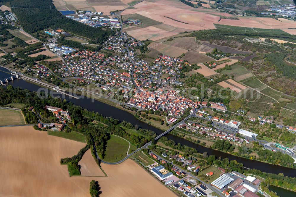 Aerial image Lengfurt - The city center in the downtown area in Lengfurt in the state Bavaria, Germany