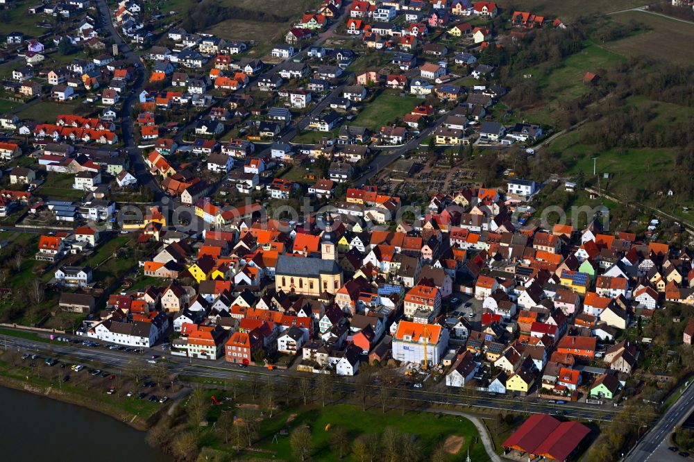 Lengfurt from above - The city center in the downtown area in Lengfurt in the state Bavaria, Germany