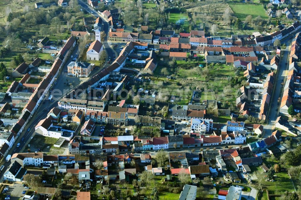 Liebenwalde from above - The city center in the downtown area in Liebenwalde in the state Brandenburg, Germany