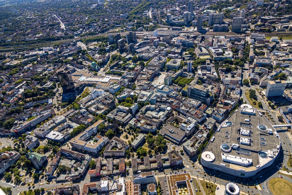 Aerial image Essen - The city center in the downtown area on Limbecker Platz in the district Stadtkern in Essen in the state North Rhine-Westphalia, Germany