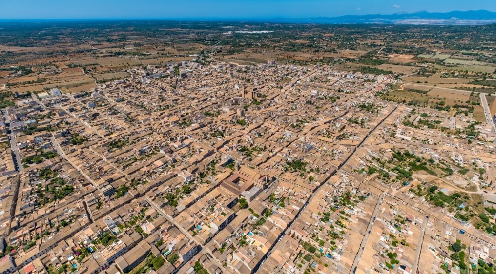 Aerial photograph Llucmajor - The city center in the downtown area in Llucmajor in Balearic island of Mallorca, Spain