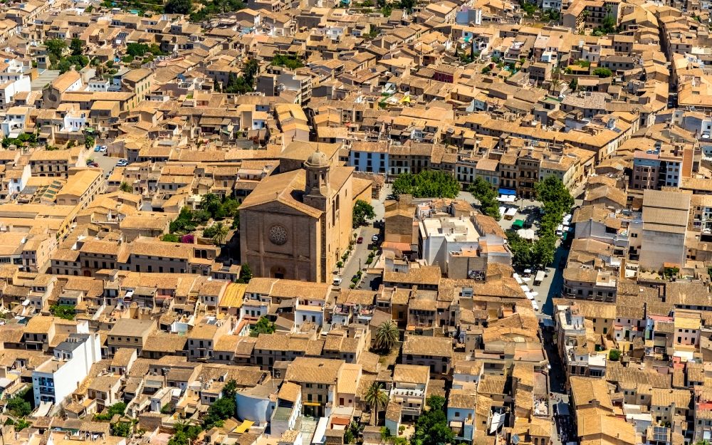 Aerial image Llucmajor - The city center in the downtown area in Llucmajor in Balearic island of Mallorca, Spain