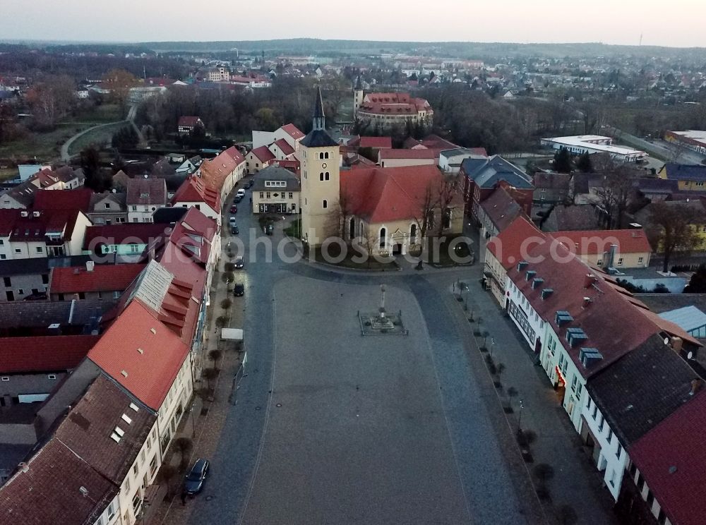Aerial image Jessen (Elster) - The city center in the downtown area on Markt in Jessen (Elster) in the state Saxony-Anhalt, Germany