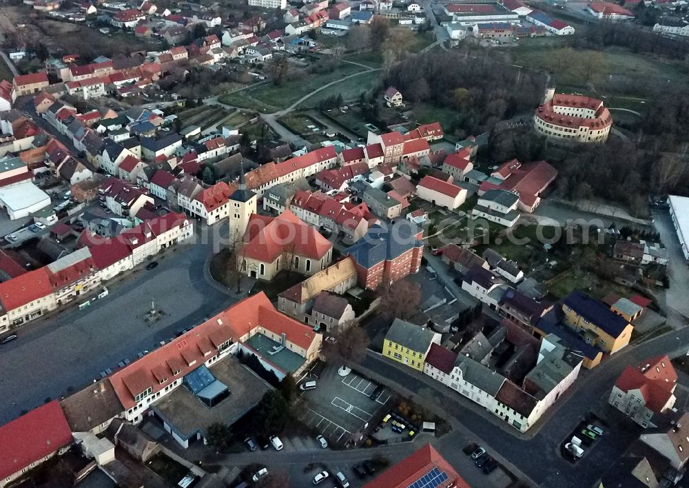 Aerial photograph Jessen (Elster) - The city center in the downtown area on Markt in Jessen (Elster) in the state Saxony-Anhalt, Germany