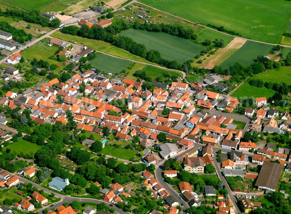 Marnheim from the bird's eye view: The city center in the downtown area in Marnheim in the state Rhineland-Palatinate, Germany