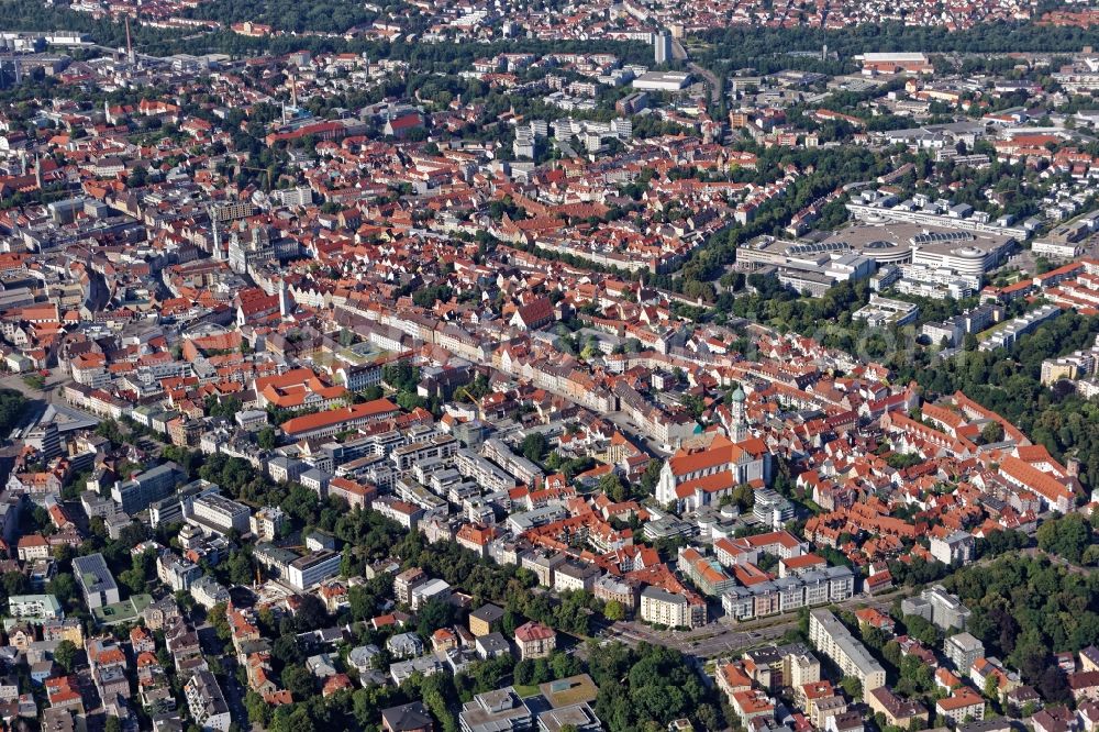 Augsburg from above - The city center in the downtown area in Augsburg in the state Bavaria
