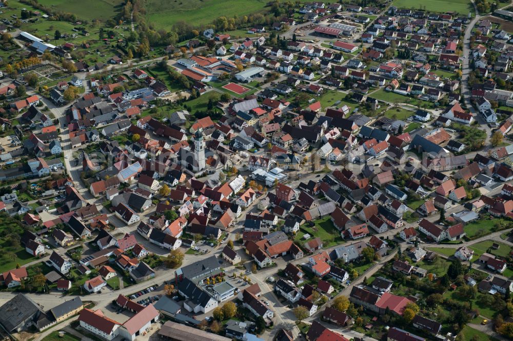 Merklingen from the bird's eye view: The city center in the downtown area in Merklingen in the state Baden-Wuerttemberg, Germany
