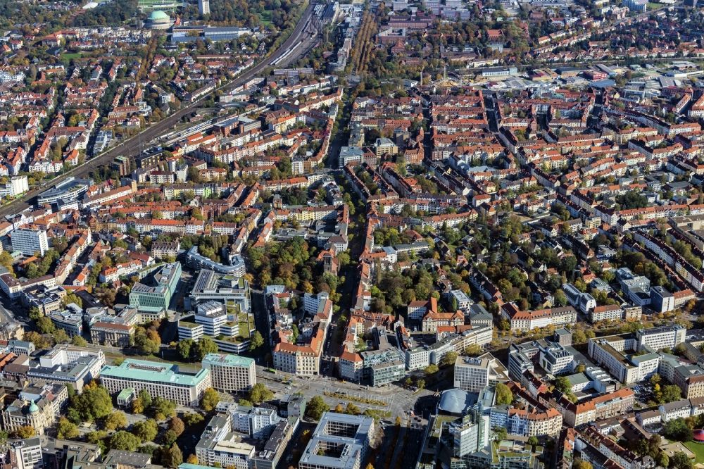 Hannover from the bird's eye view: The city center in the downtown area Mitte in Hannover in the state Lower Saxony, Germany