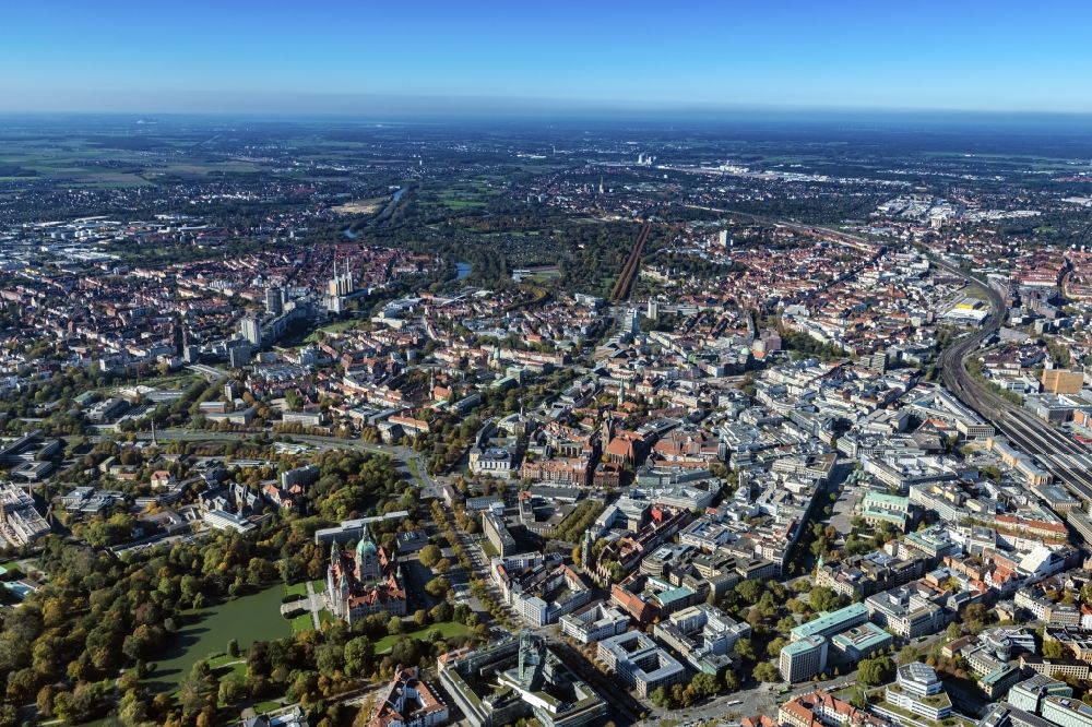 Hannover from above - The city center in the downtown area Mitte in Hannover in the state Lower Saxony, Germany
