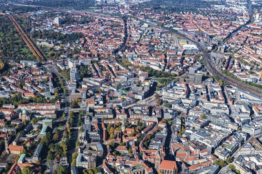 Aerial image Hannover - The city center in the downtown area Mitte in Hannover in the state Lower Saxony, Germany