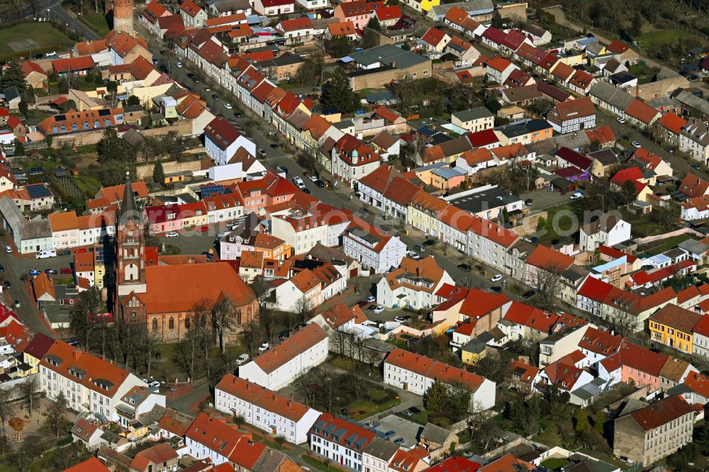 Aerial photograph Mittenwalde - The city center in the downtown area on street Yorckstrasse in Mittenwalde in the state Brandenburg, Germany