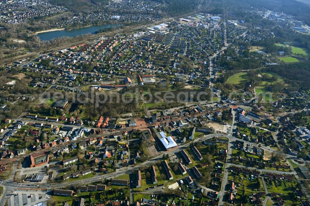 Munster from above - The city center in the downtown area in Munster in the state Lower Saxony, Germany
