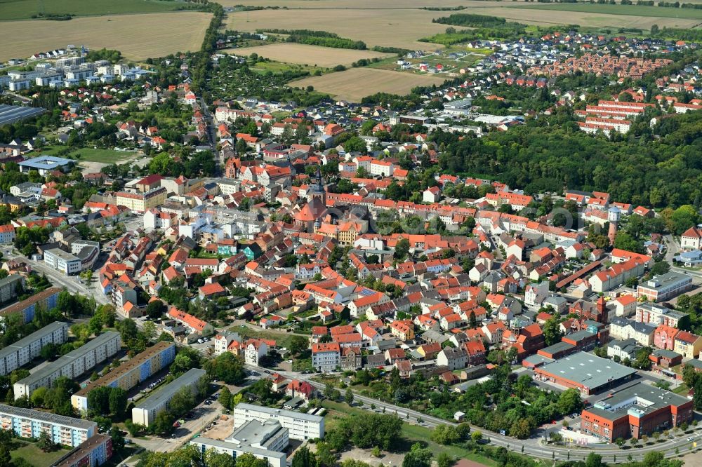 Aerial photograph Nauen - The city center in the downtown area in Nauen in the state Brandenburg, Germany