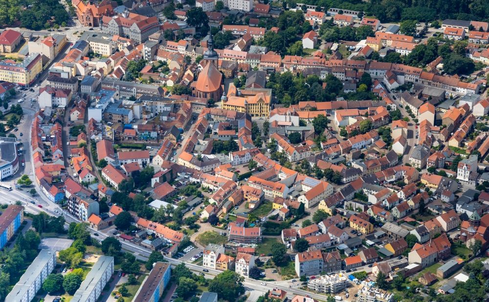 Aerial photograph Nauen - The city center in the downtown area in Nauen in the state Brandenburg, Germany