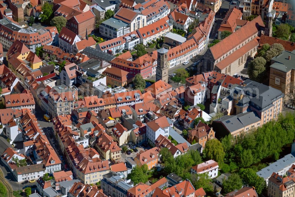 Aerial image Erfurt - The city center in the downtown area Nonnengasse - Paulstrasse - Predigerstrasse in the district Altstadt in Erfurt in the state Thuringia, Germany