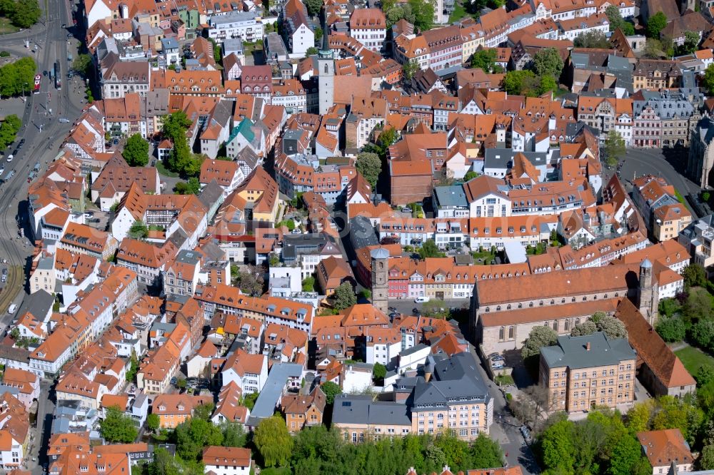 Aerial photograph Erfurt - The city center in the downtown area Nonnengasse - Paulstrasse - Predigerstrasse in the district Altstadt in Erfurt in the state Thuringia, Germany