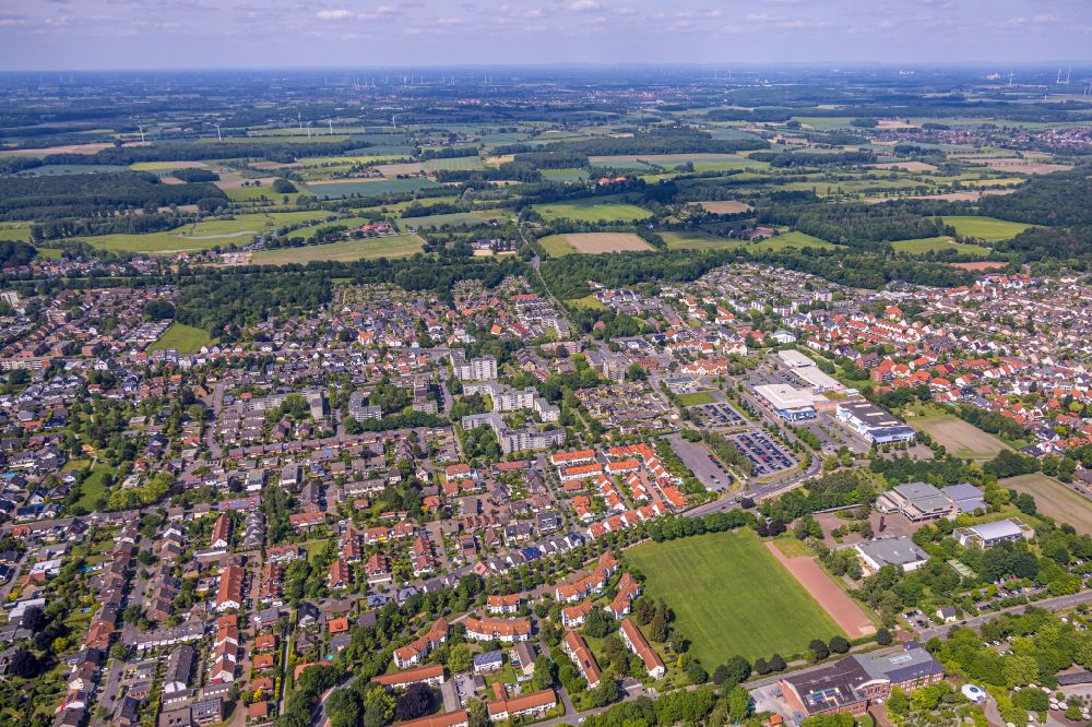 Aerial photograph Norddinker - The city center in the downtown area in Norddinker at Ruhrgebiet in the state North Rhine-Westphalia, Germany