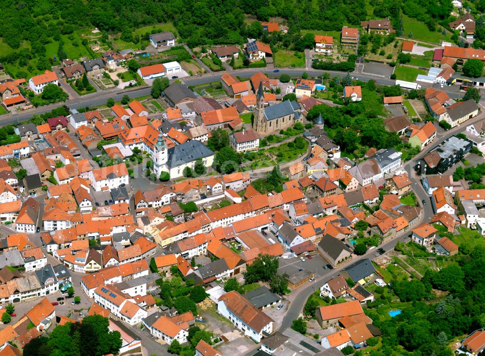 Obermoschel from the bird's eye view: The city center in the downtown area in Obermoschel in the state Rhineland-Palatinate, Germany