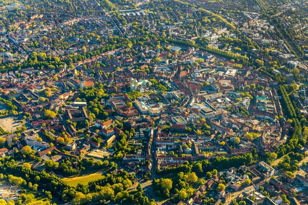 Münster from above - The city center in the downtown area in the district Altstadt in Muenster in the state North Rhine-Westphalia, Germany