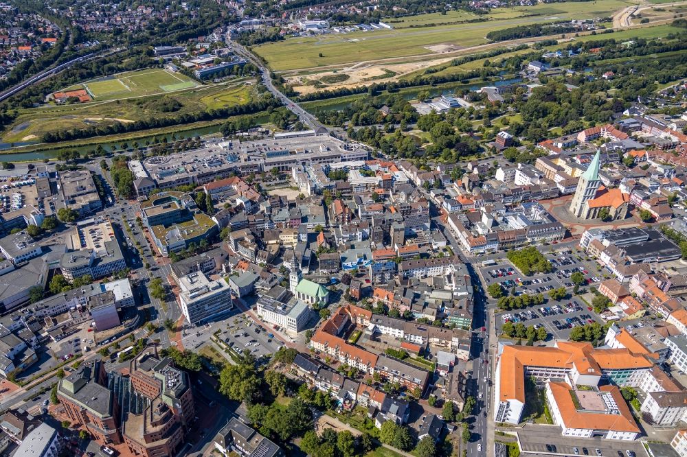 Aerial photograph Hamm - The city center in the downtown area in the district Heessen in Hamm in the state North Rhine-Westphalia, Germany