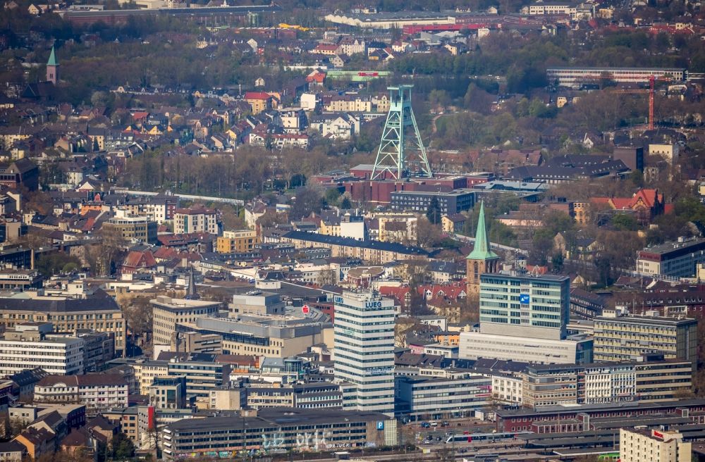 Bochum from above - The city center in the downtown area in the district Innenstadt in Bochum in the state North Rhine-Westphalia, Germany