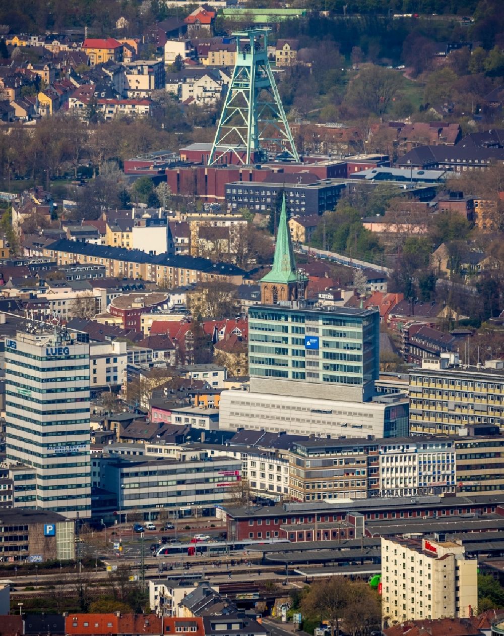 Aerial image Bochum - The city center in the downtown area in the district Innenstadt in Bochum in the state North Rhine-Westphalia, Germany