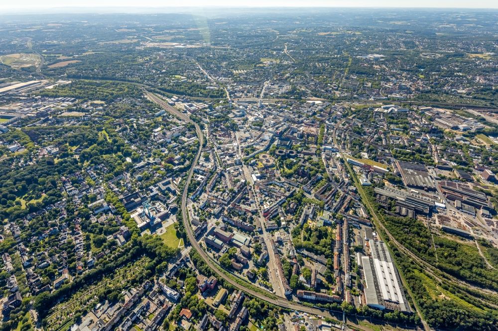 Aerial image Bochum - The city center in the downtown area in the district Innenstadt in Bochum in the state North Rhine-Westphalia, Germany