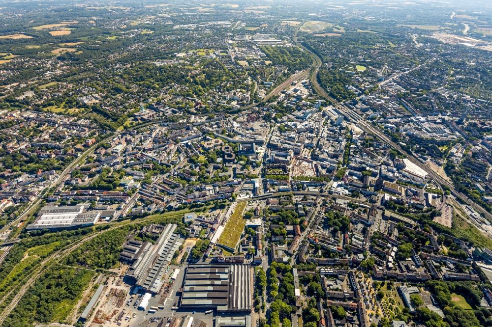 Aerial photograph Bochum - The city center in the downtown area in the district Innenstadt in Bochum in the state North Rhine-Westphalia, Germany