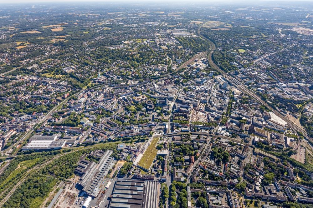 Bochum from above - The city center in the downtown area in the district Innenstadt in Bochum in the state North Rhine-Westphalia, Germany