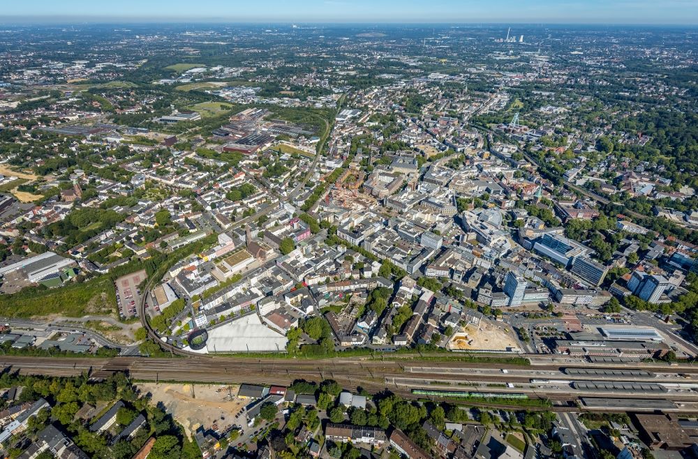 Aerial photograph Bochum - The city center in the downtown area in the district Innenstadt in Bochum in the state North Rhine-Westphalia, Germany