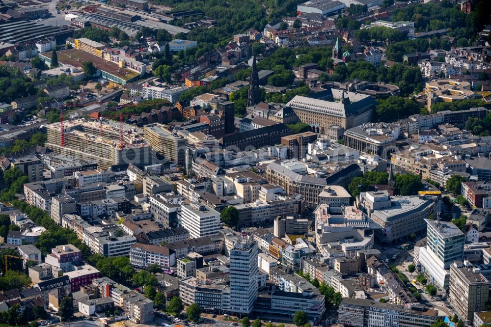 Bochum from the bird's eye view: The city center in the downtown area in the district Innenstadt in Bochum at Ruhrgebiet in the state North Rhine-Westphalia, Germany