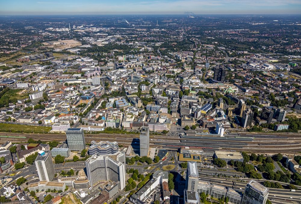 Essen from above - The city center in the downtown area in the district Stadtkern in Essen in the state North Rhine-Westphalia, Germany