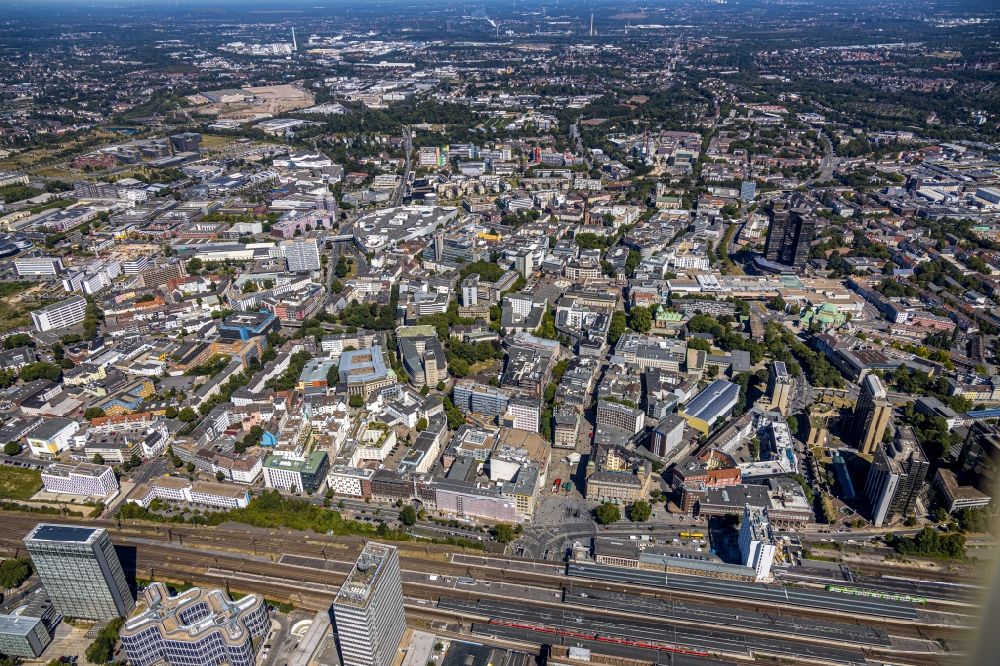 Essen from the bird's eye view: The city center in the downtown area in the district Stadtkern in Essen in the state North Rhine-Westphalia, Germany