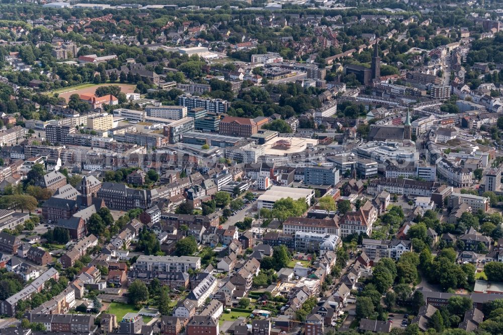 Bottrop from the bird's eye view: The city center in the downtown area in the district Stadtmitte in Bottrop at Ruhrgebiet in the state North Rhine-Westphalia, Germany