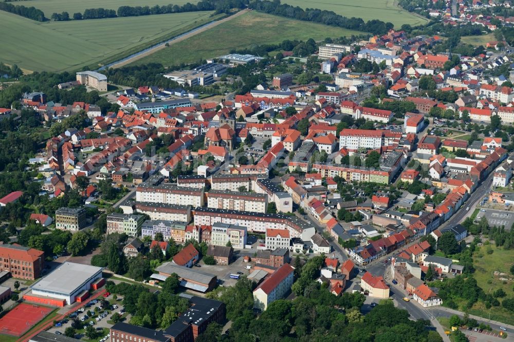 Aerial image Oschersleben (Bode) - The city center in the downtown area in Oschersleben (Bode) in the state Saxony-Anhalt, Germany