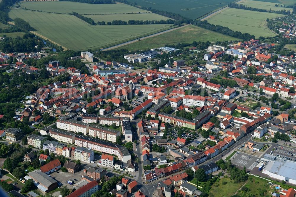 Oschersleben (Bode) from above - The city center in the downtown area in Oschersleben (Bode) in the state Saxony-Anhalt, Germany