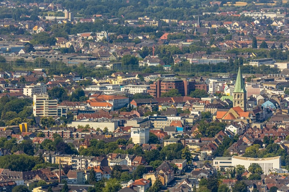 Hamm from above - The city center in the downtown area on Pauluskirche in Hamm in the state North Rhine-Westphalia, Germany