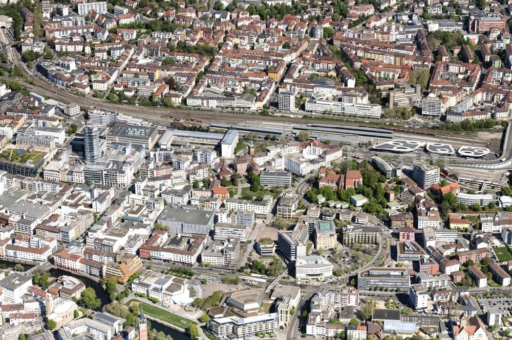 Aerial image Pforzheim - The city center in the downtown area in Pforzheim in the state Baden-Wurttemberg, Germany