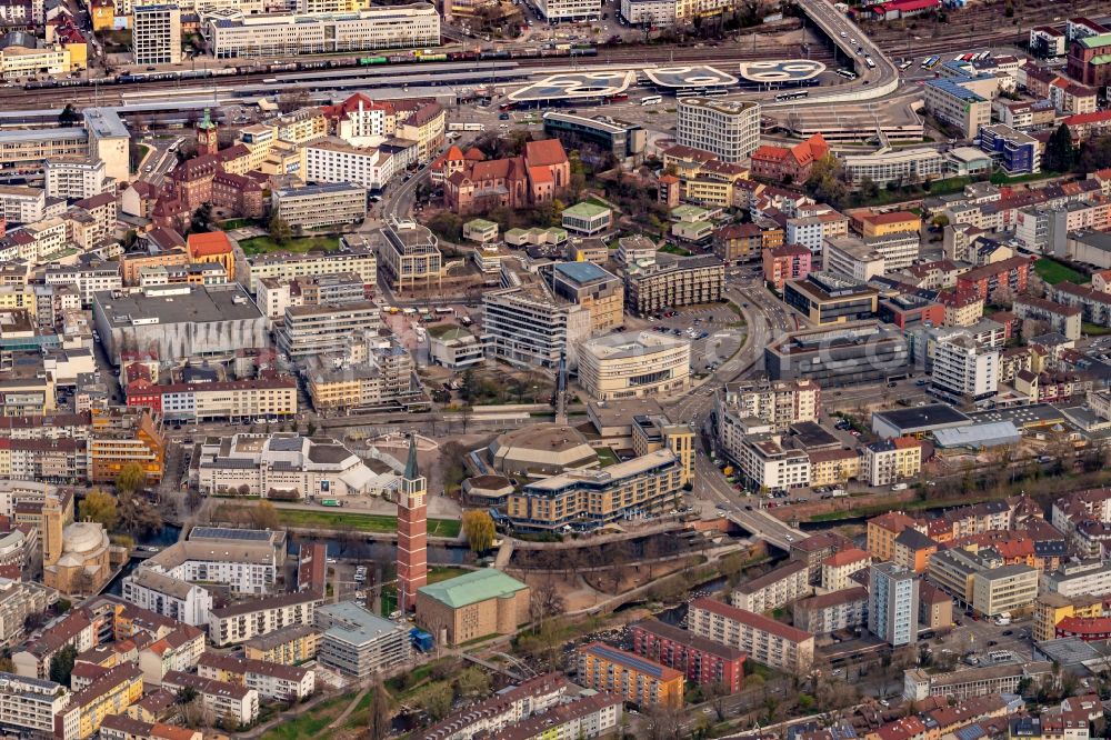 Aerial photograph Pforzheim - The city center in the downtown area in Pforzheim in the state Baden-Wurttemberg, Germany